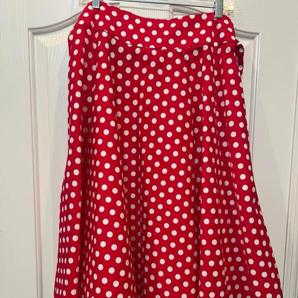 Large Red & White Polkadot Rockabilly Minnie Mouse Dapper Day Disney Swing Skirt